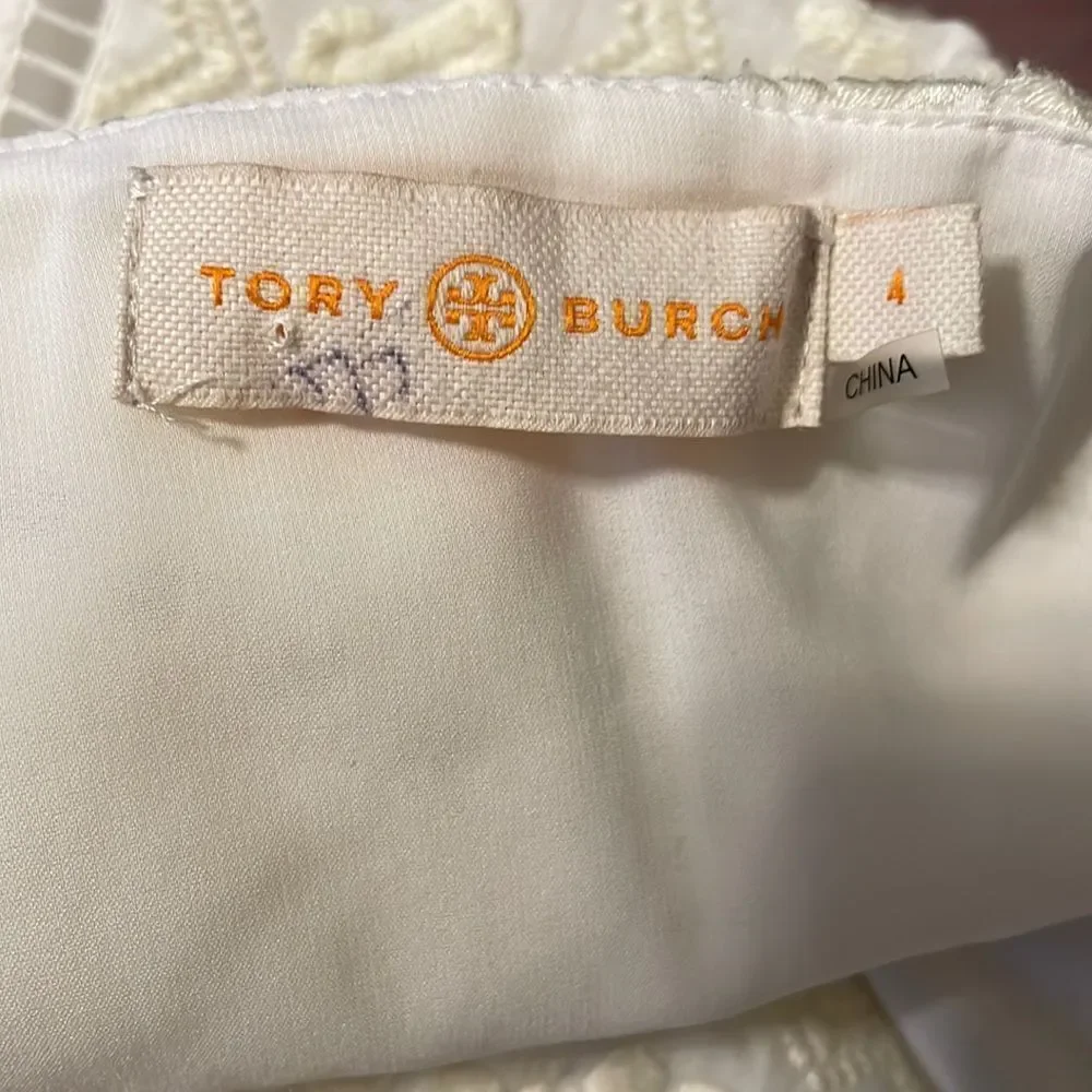 Tory Burch Tiara Embroidered Cotton A-Line Dress 4